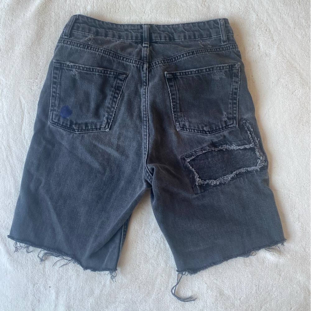 Topshop cutoff jean shorts long length distressed size 2 - Picture 2 of 7